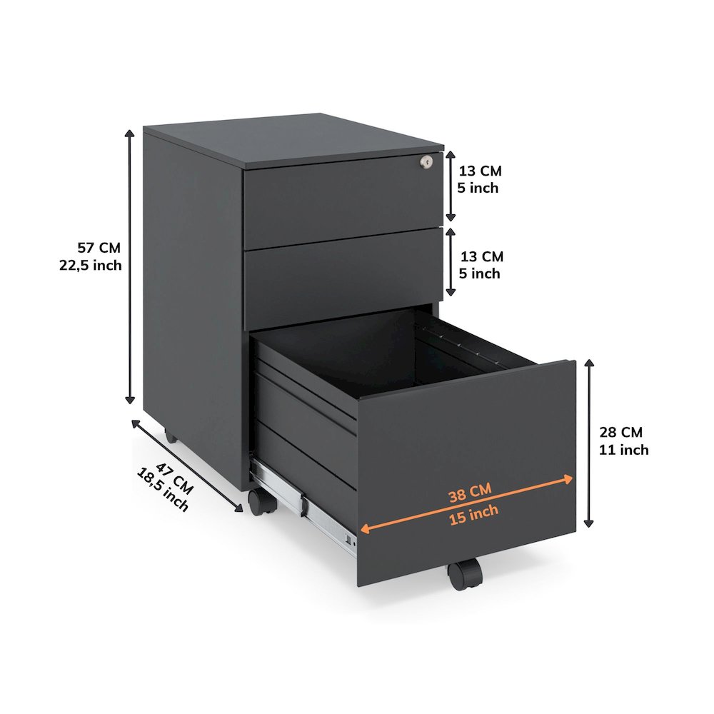 Ceha 2+1 Drawer Mobile File Cabinet with Lock. Picture 4
