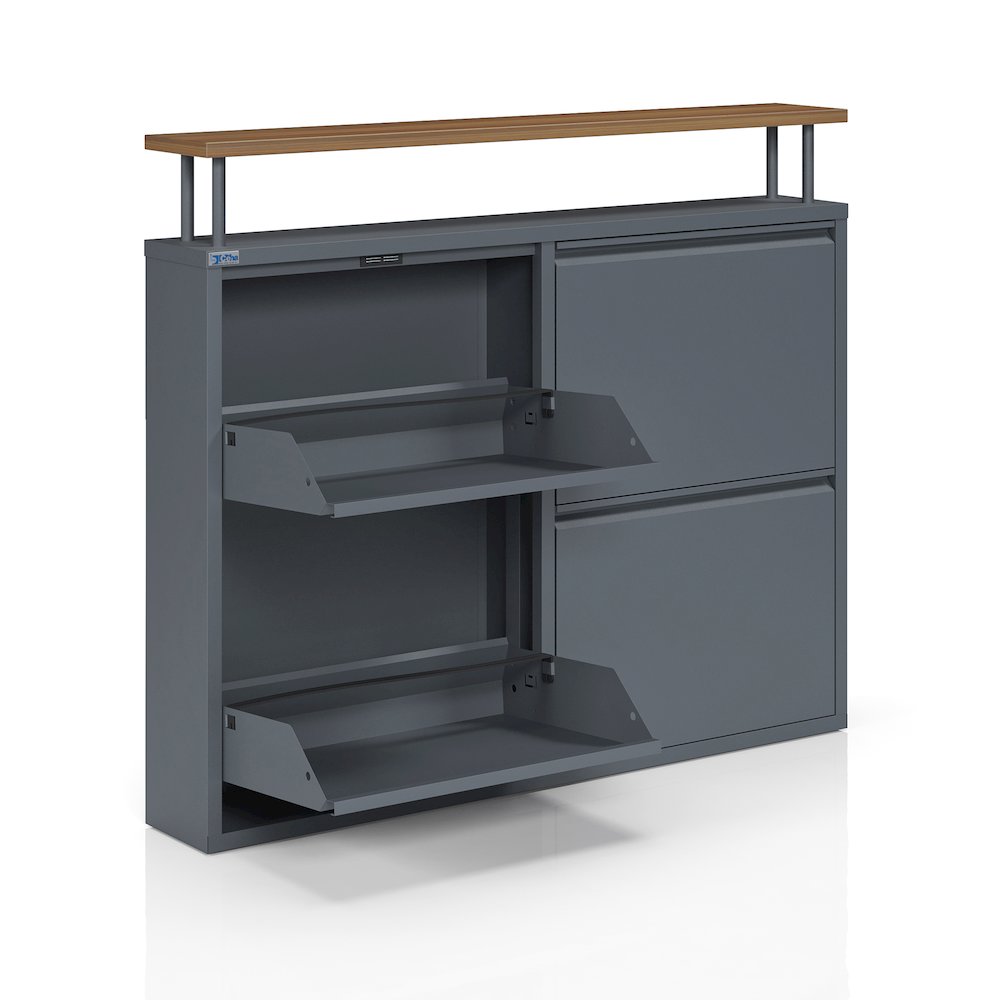 Antibacterial 4 Tier metal shoe cabinet with shelf. Picture 3