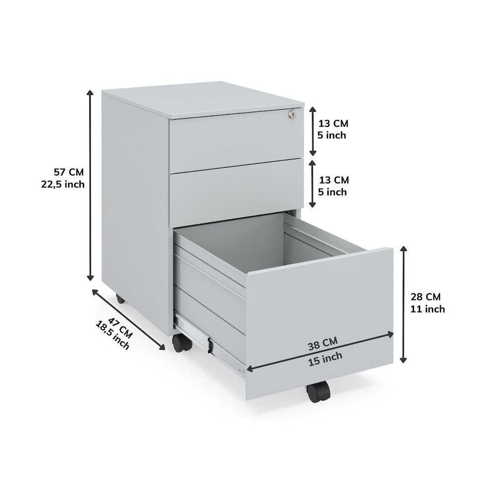 Ceha 2+1 Drawer Mobile File Cabinet with Lock. Picture 2