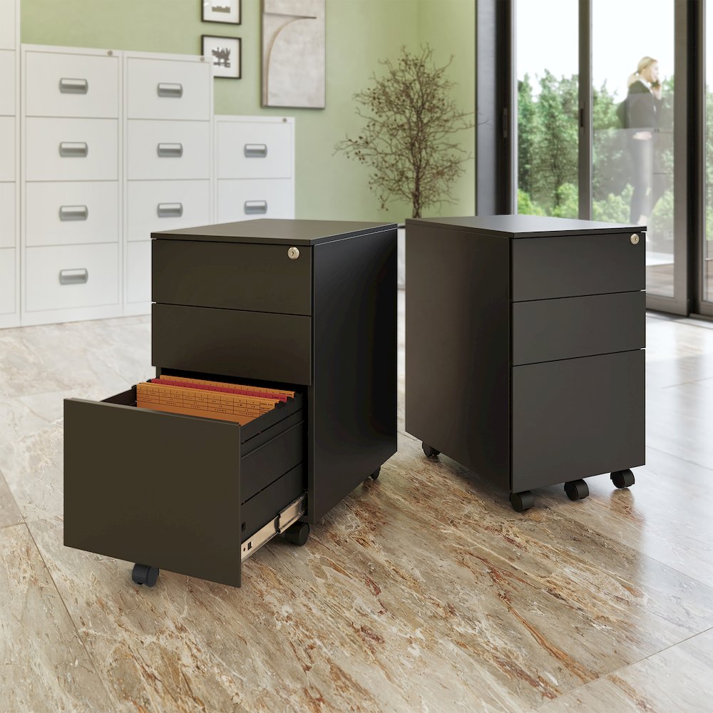 Ceha 2+1 Drawer Mobile File Cabinet with Lock. Picture 2