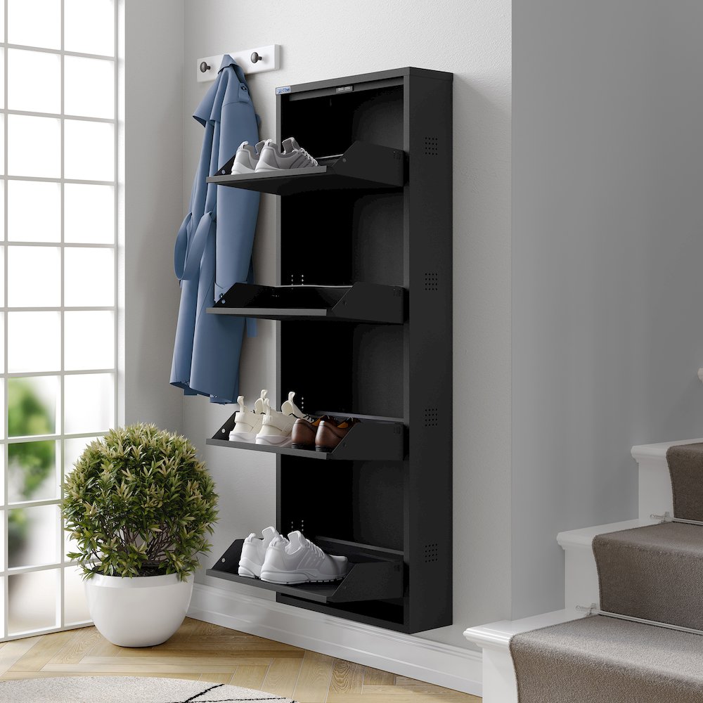 Antibacterial 4 Tier metal shoe cabinet side holes. Picture 2