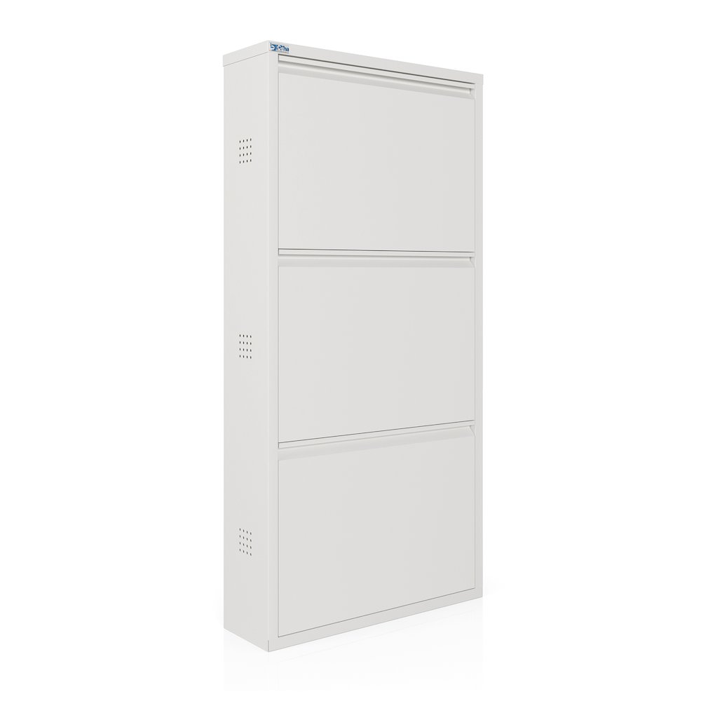 Antibacterial 3 Tier metal shoe cabinet side holes. Picture 1
