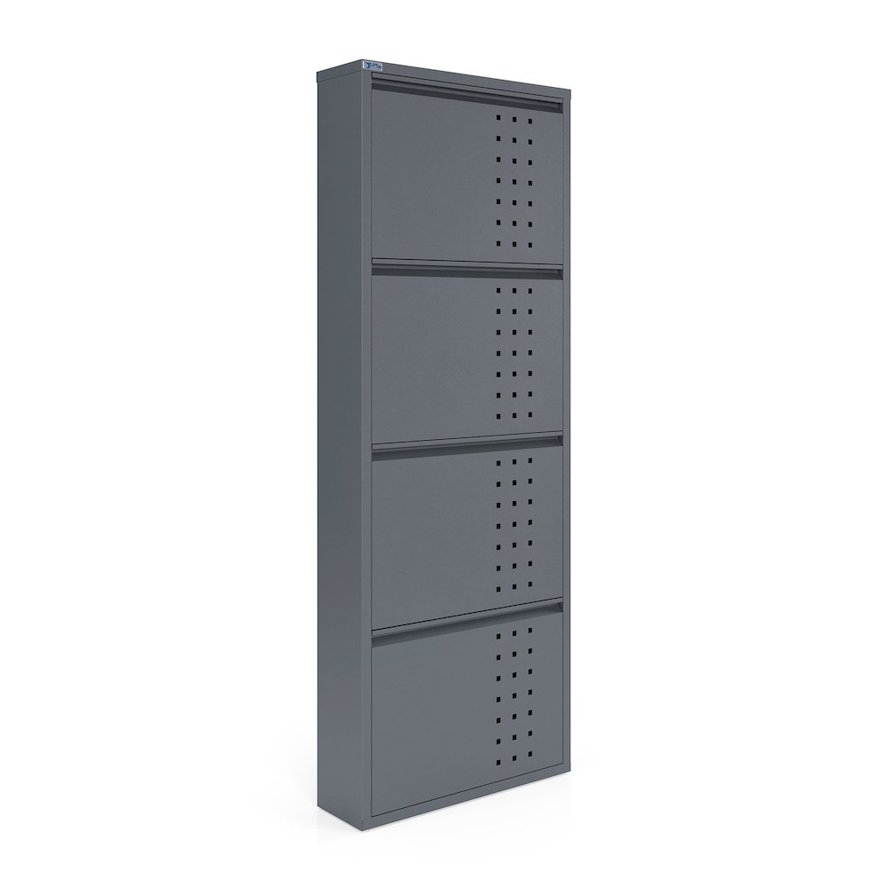Antibacterial 4 Tier metal shoe cabinet front holes. Picture 1