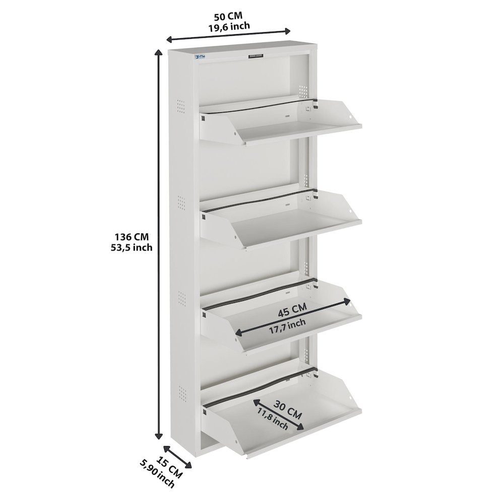 Antibacterial 4 Tier metal shoe cabinet side holes. Picture 4
