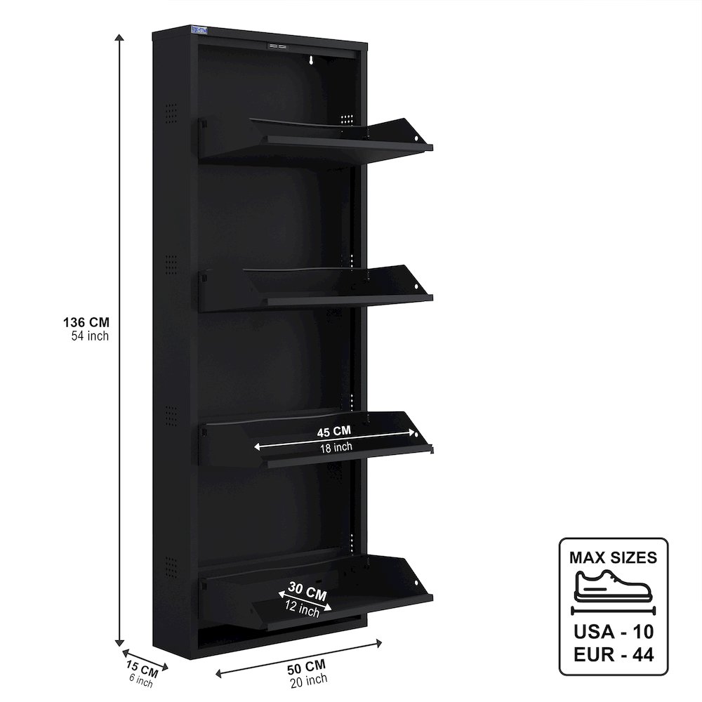 Antibacterial 4 Tier metal shoe cabinet side holes. Picture 5