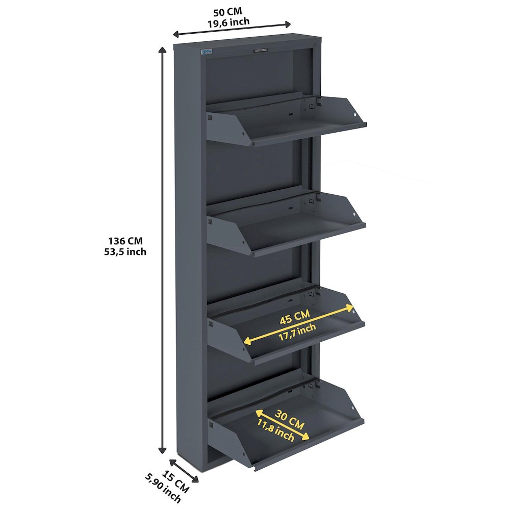 Antibacterial 4 Tier metal shoe cabinet without holes. Picture 4