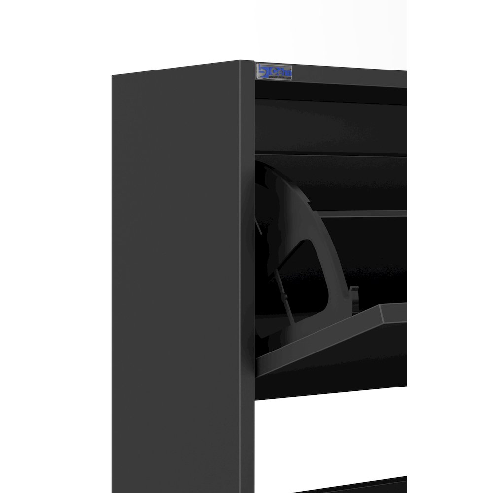 3-Tier Wooden Shoe Cabinet in Black. Picture 5