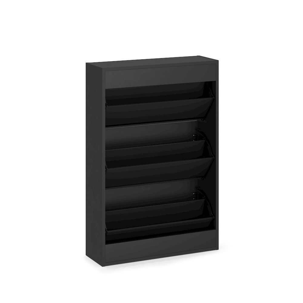 3-Tier Wooden Shoe Cabinet in Black. Picture 4