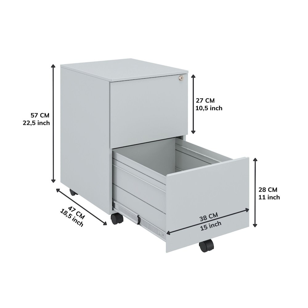 Ceha 2 Drawer Mobile File Cabinet with Lock. Picture 4