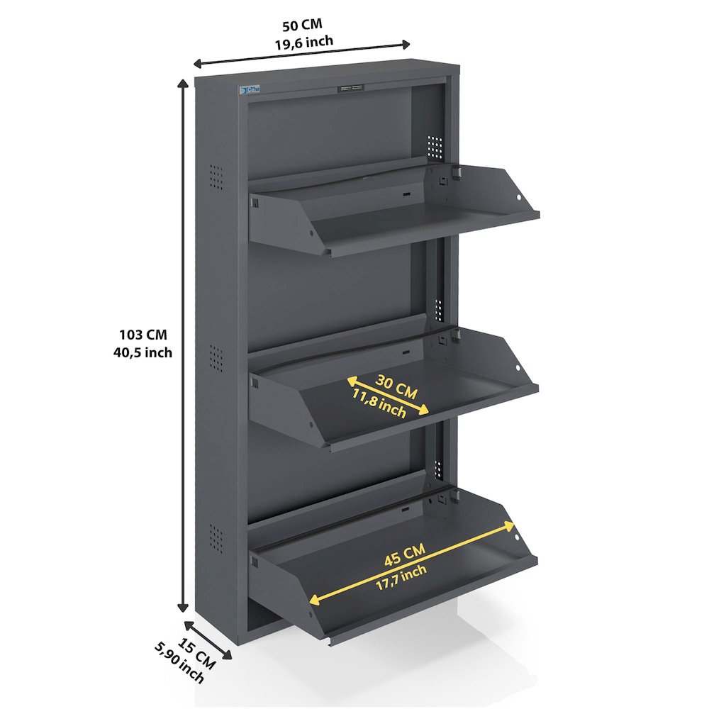 Antibacterial 3 Tier metal shoe cabinet side holes. Picture 4