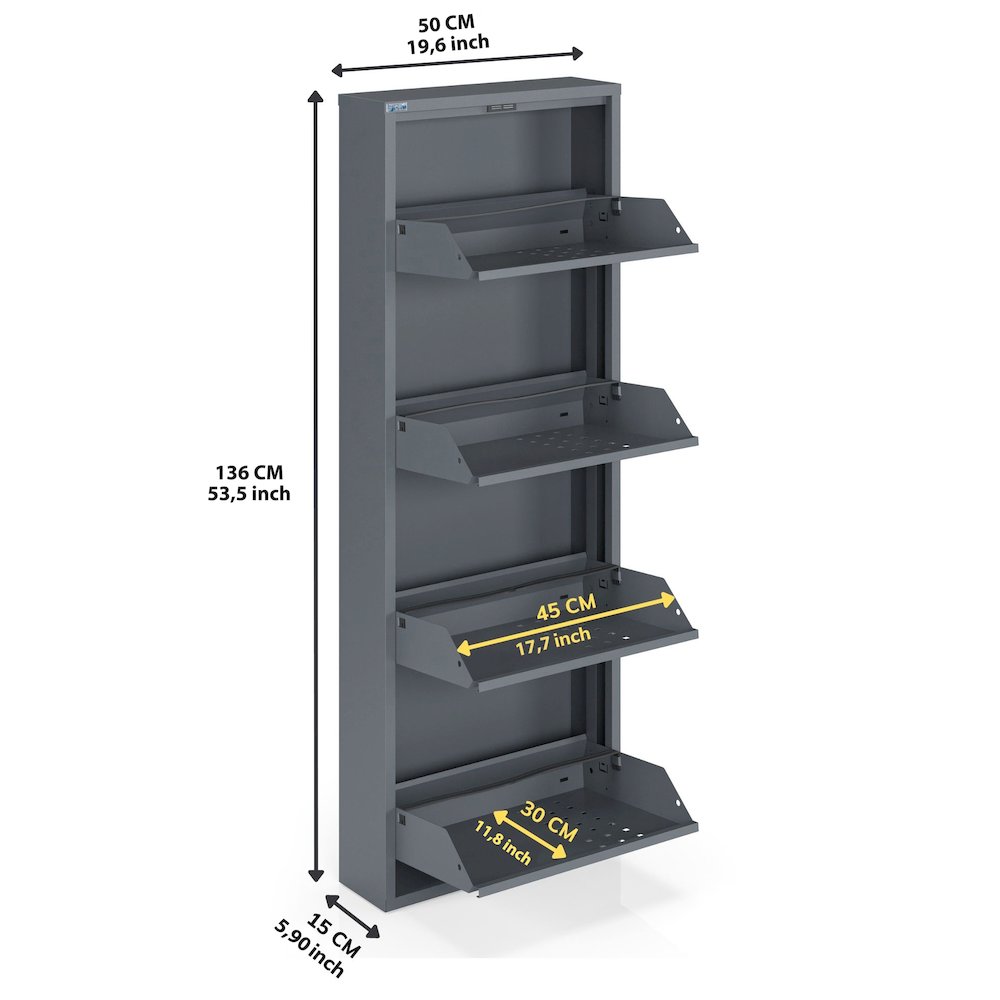 Antibacterial 4 Tier metal shoe cabinet front holes. Picture 4