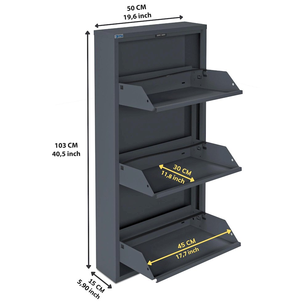 Antibacterial 3 Tier metal shoe cabinet without holes. Picture 4