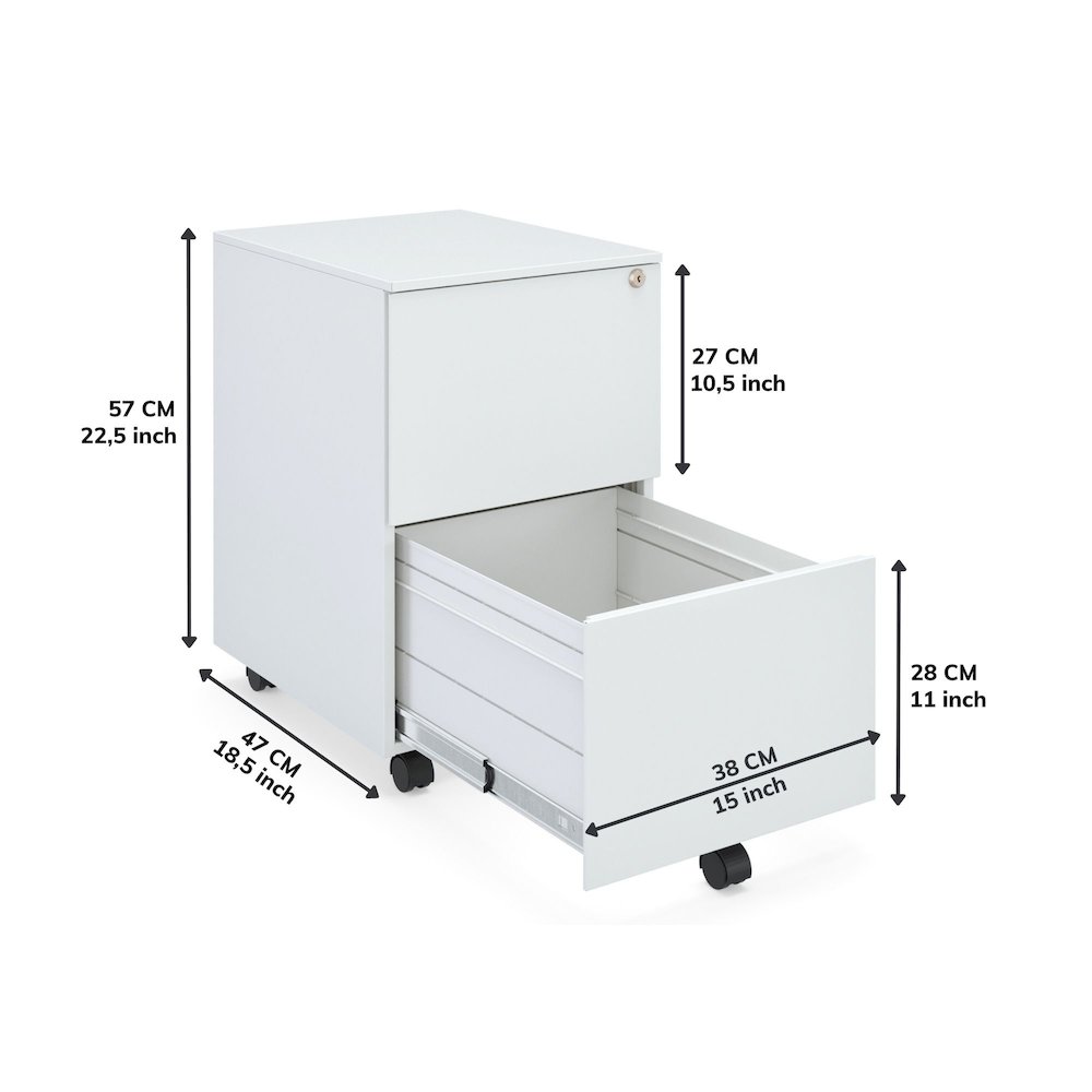Ceha 2 Drawer Mobile File Cabinet with Lock. Picture 4