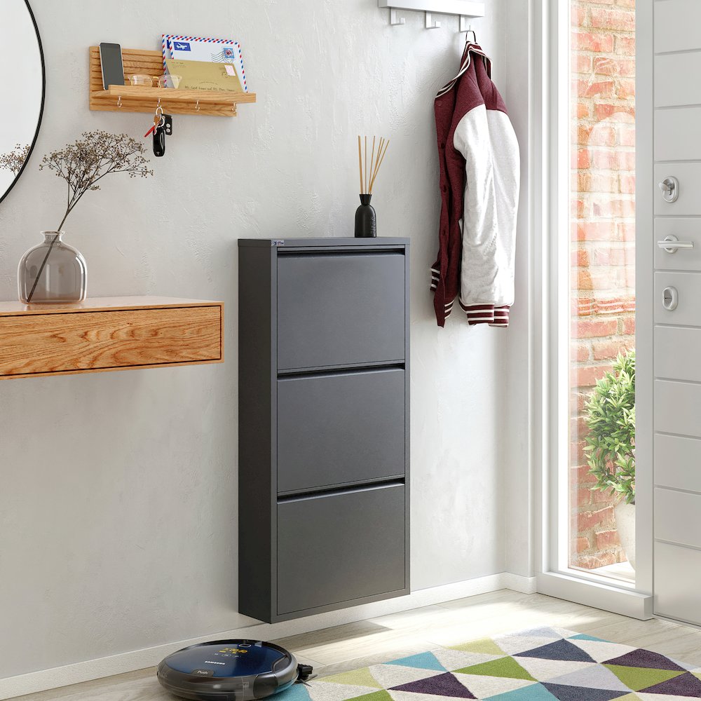 Antibacterial 3 Tier metal shoe cabinet without holes. Picture 2