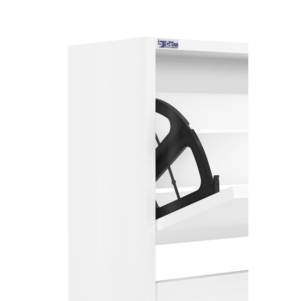 3-Tier Wooden Shoe Cabinet in White. Picture 6