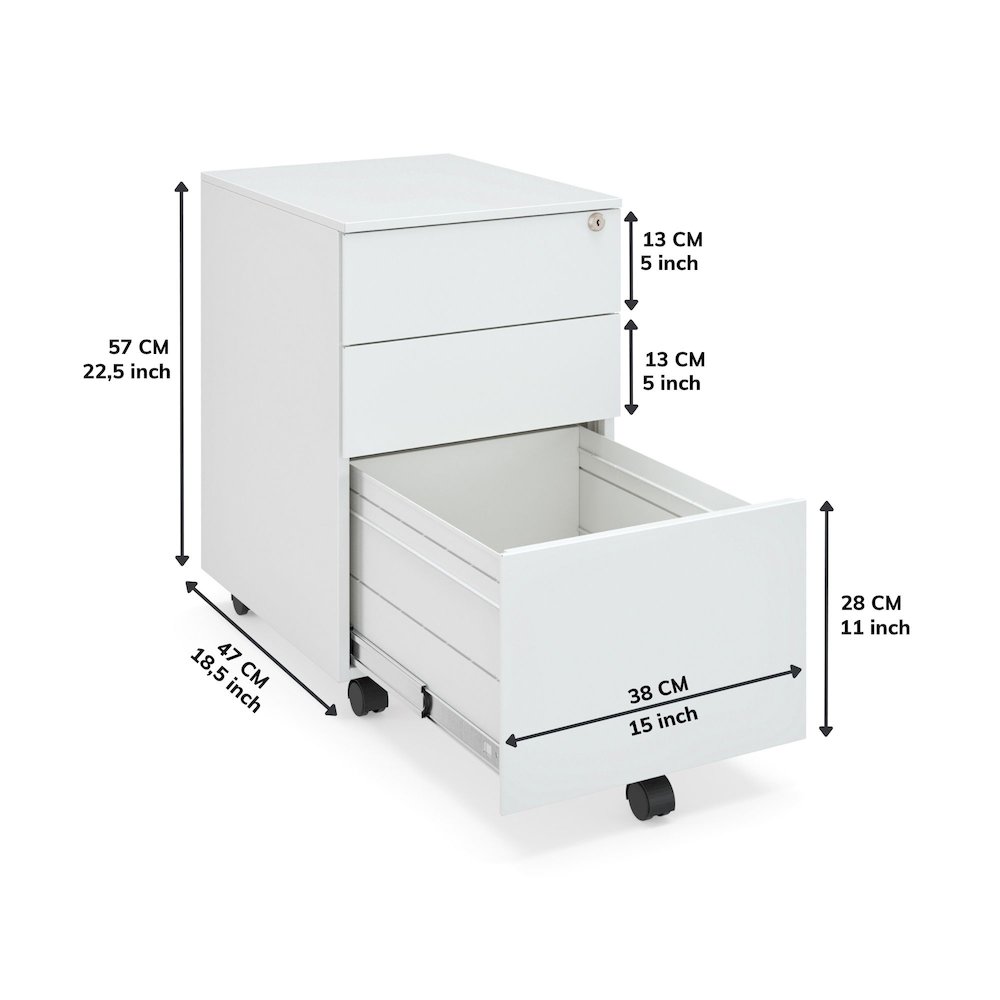 Ceha 2+1 Drawer Mobile File Cabinet with Lock. Picture 4