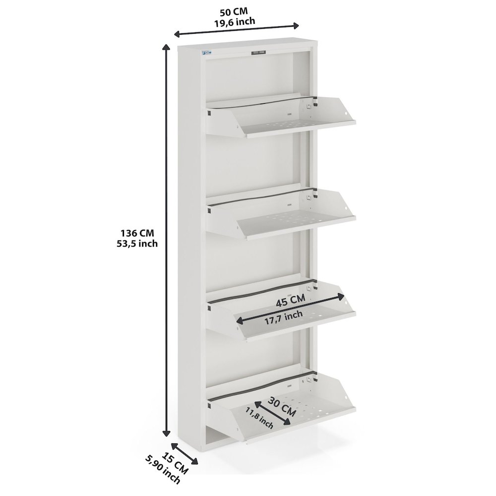 Antibacterial 4 Tier metal shoe cabinet front holes. Picture 4