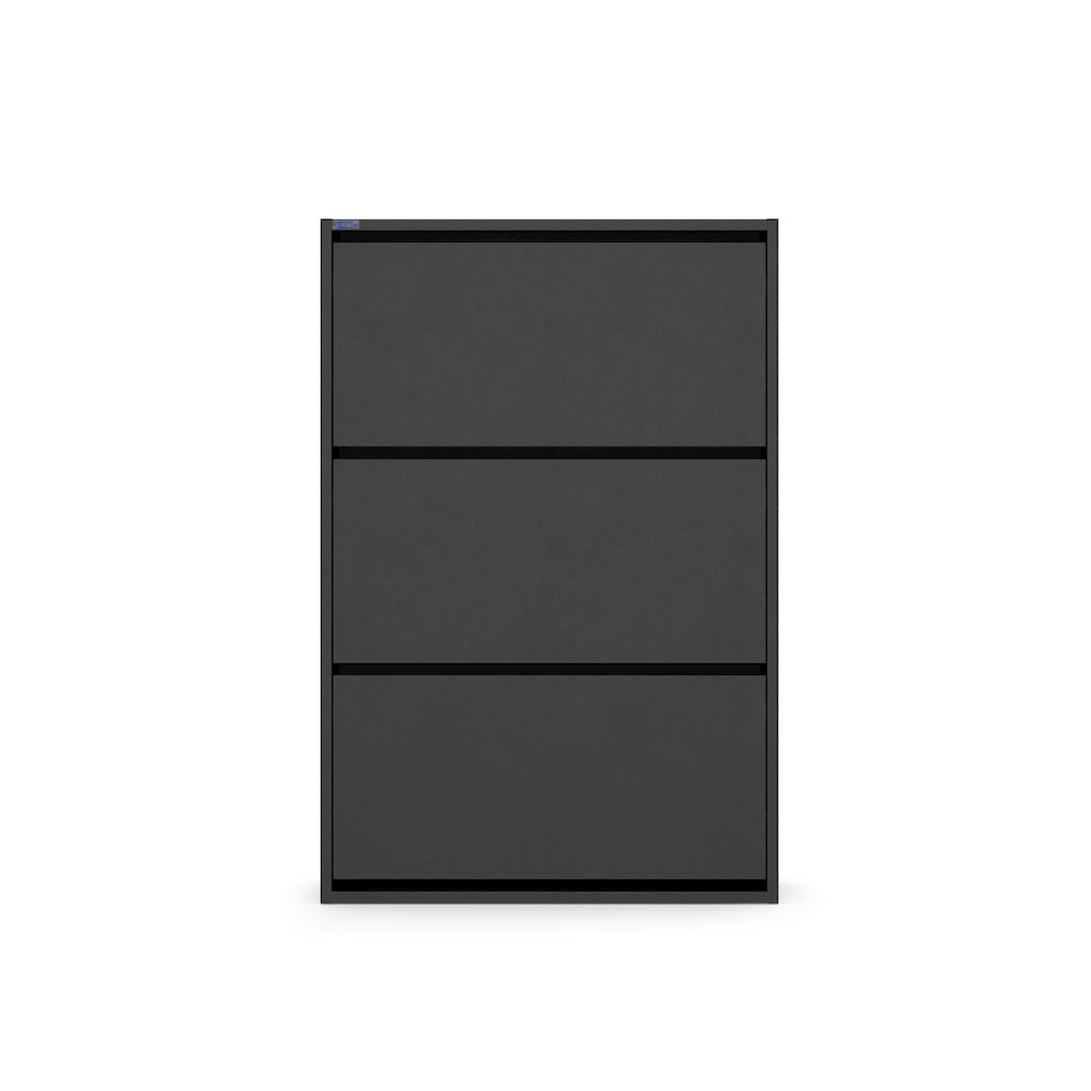 3-Tier Wooden Shoe Cabinet in Black. Picture 2