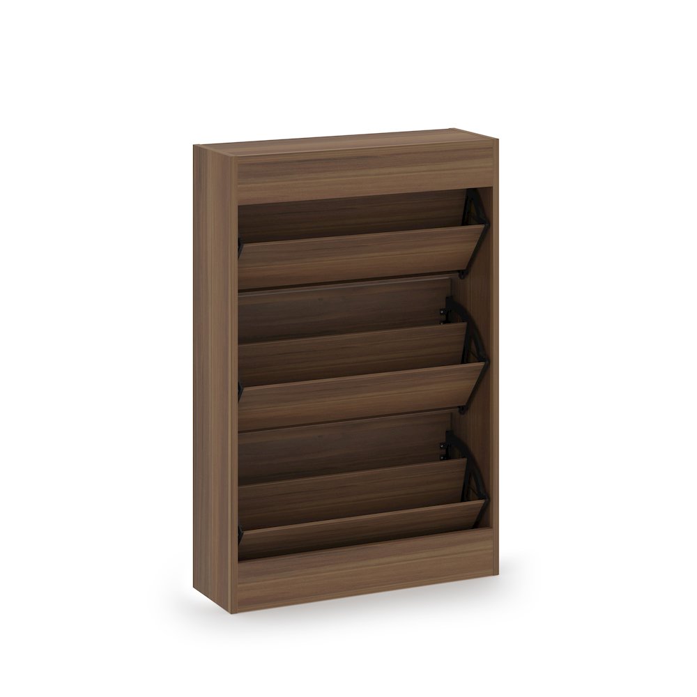 3-Tier Wooden Shoe Cabinet in Walnut. Picture 5