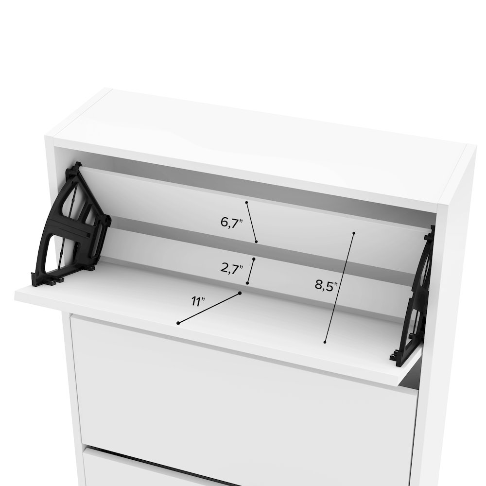 3-Tier Wooden Shoe Cabinet in White. Picture 12