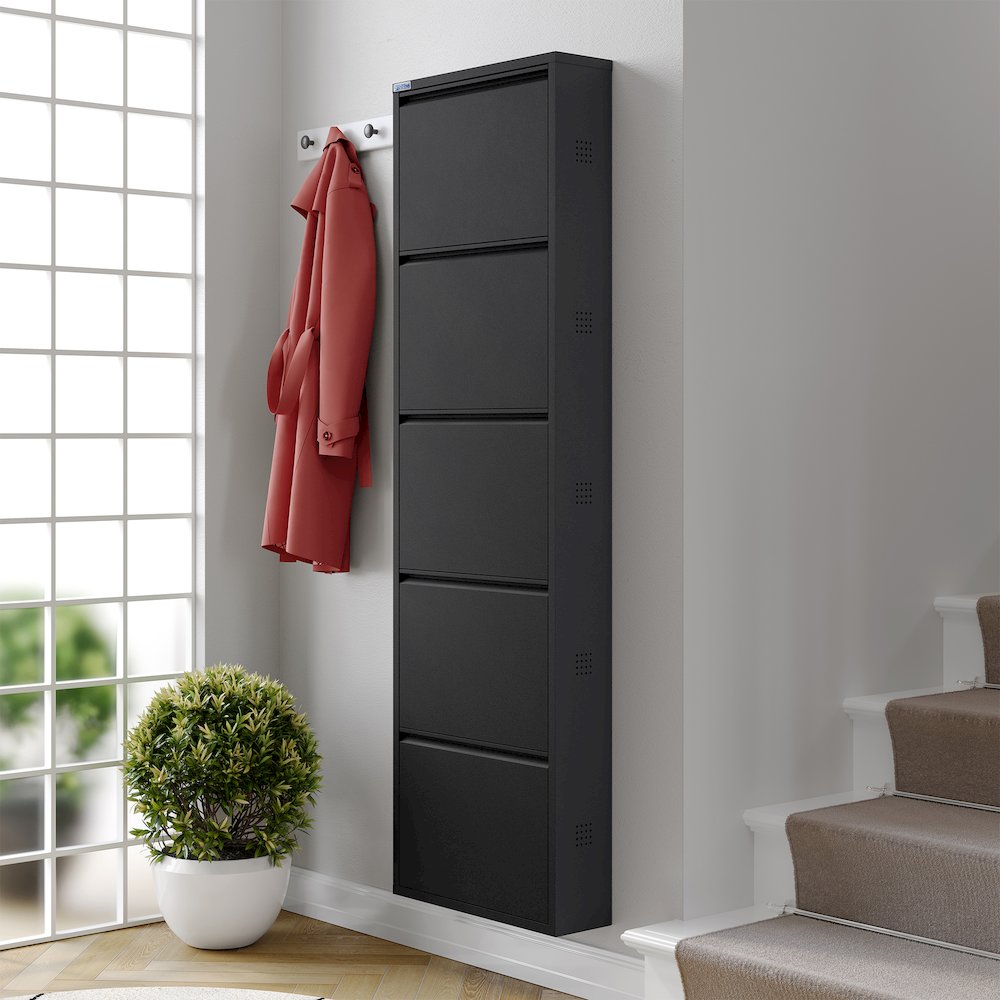 Antibacterial 5 Tier metal shoe cabinet side holes. Picture 5