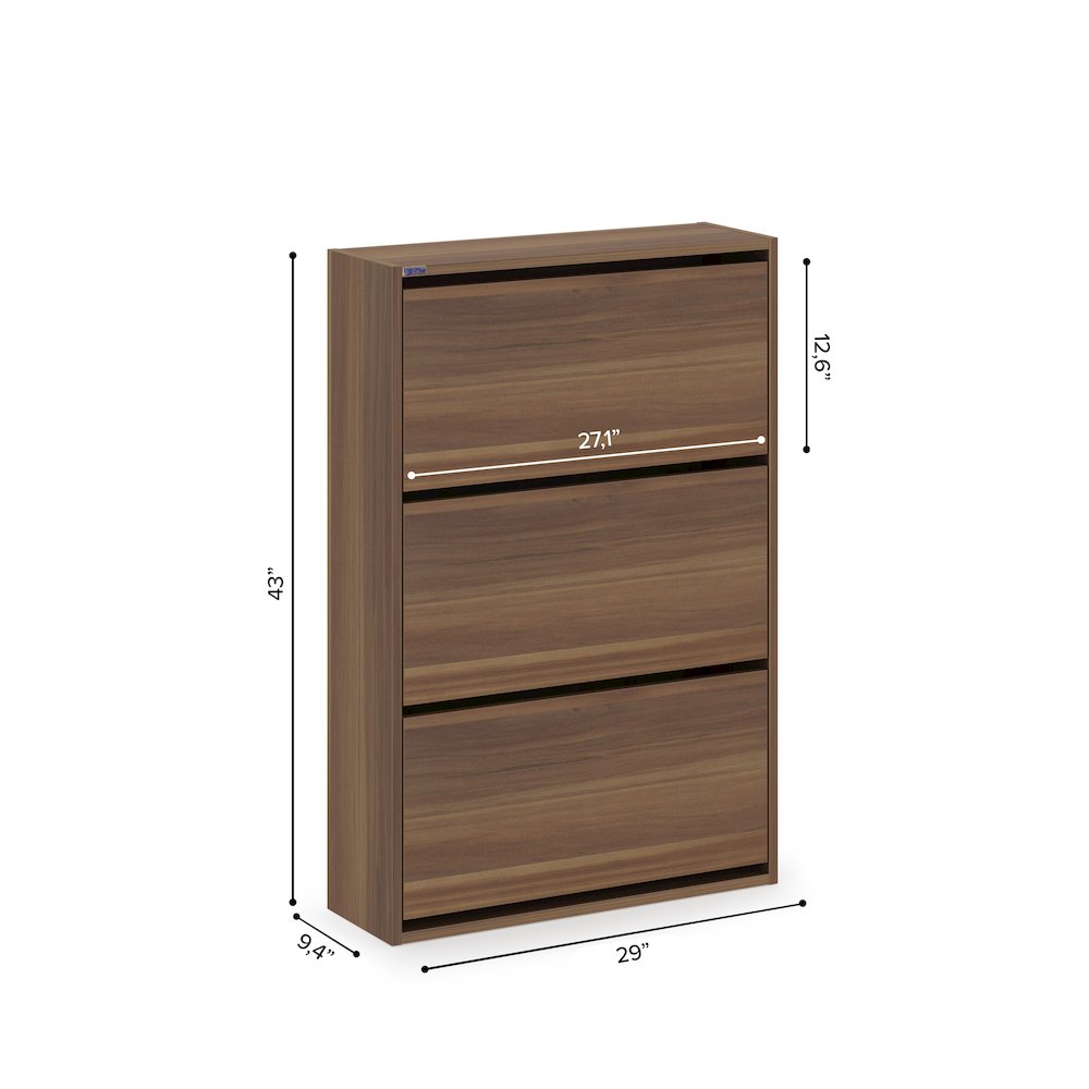 3-Tier Wooden Shoe Cabinet in Walnut. Picture 10