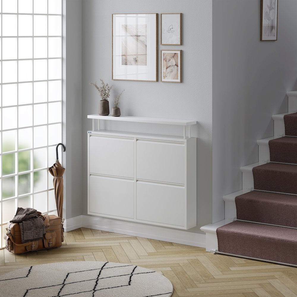 Antibacterial 4 Tier metal shoe cabinet with shelf. Picture 2