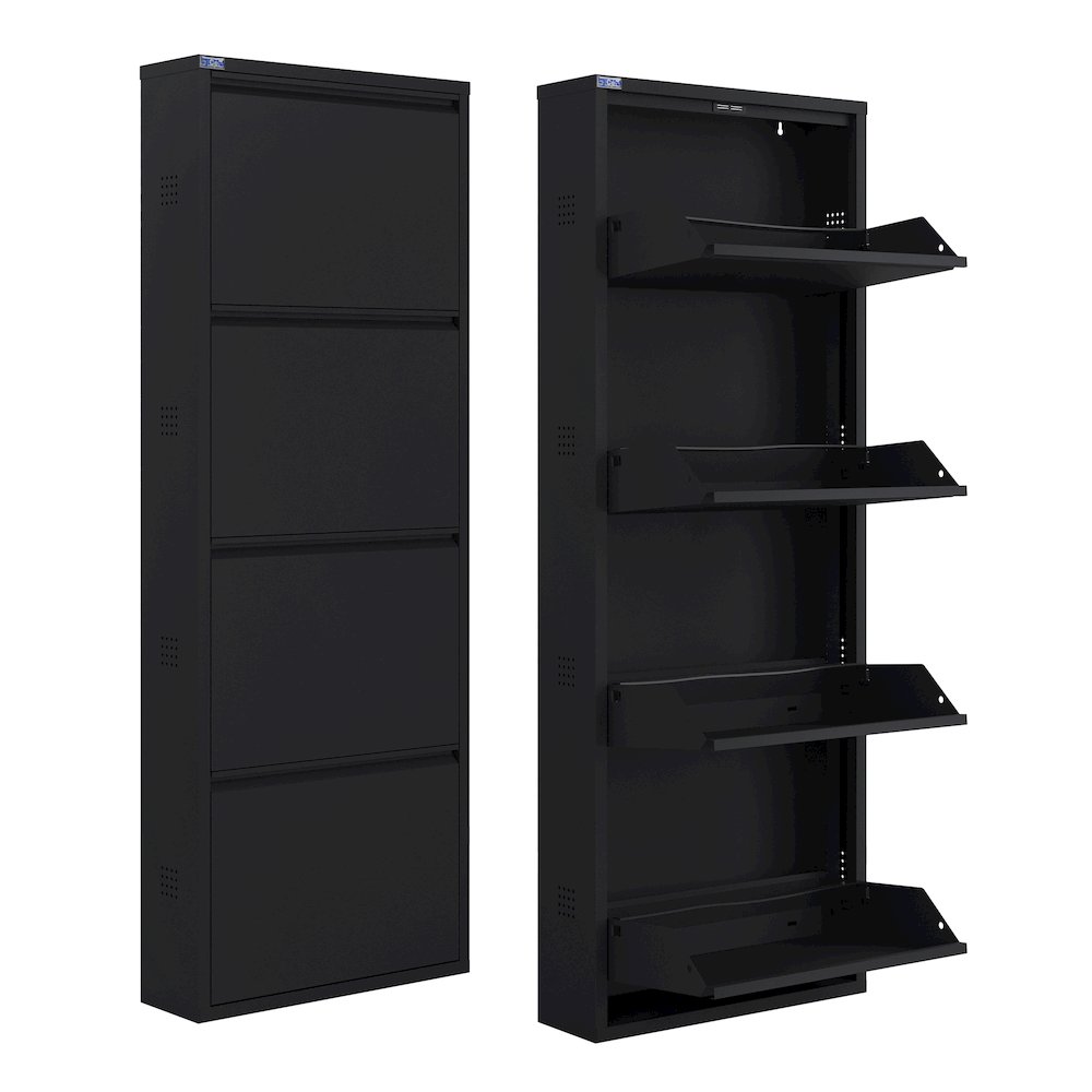 Antibacterial 4 Tier metal shoe cabinet side holes. Picture 1