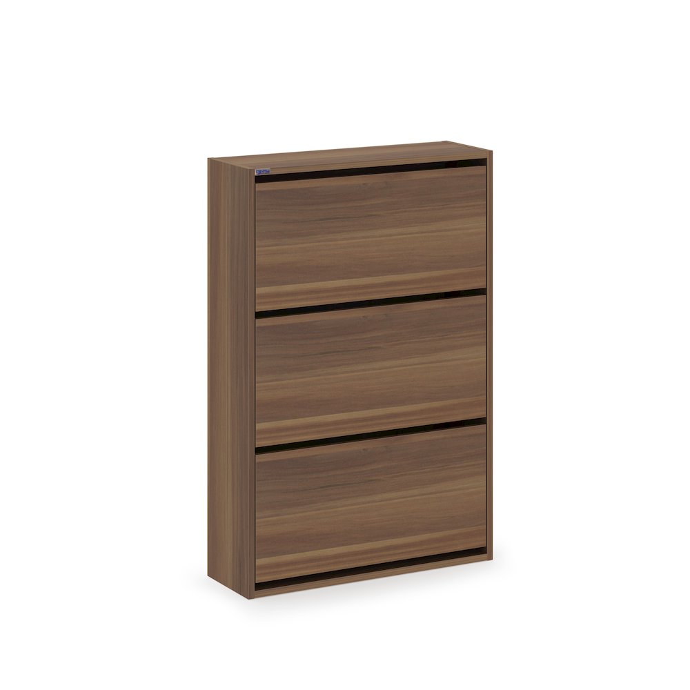 3-Tier Wooden Shoe Cabinet in Walnut. Picture 1