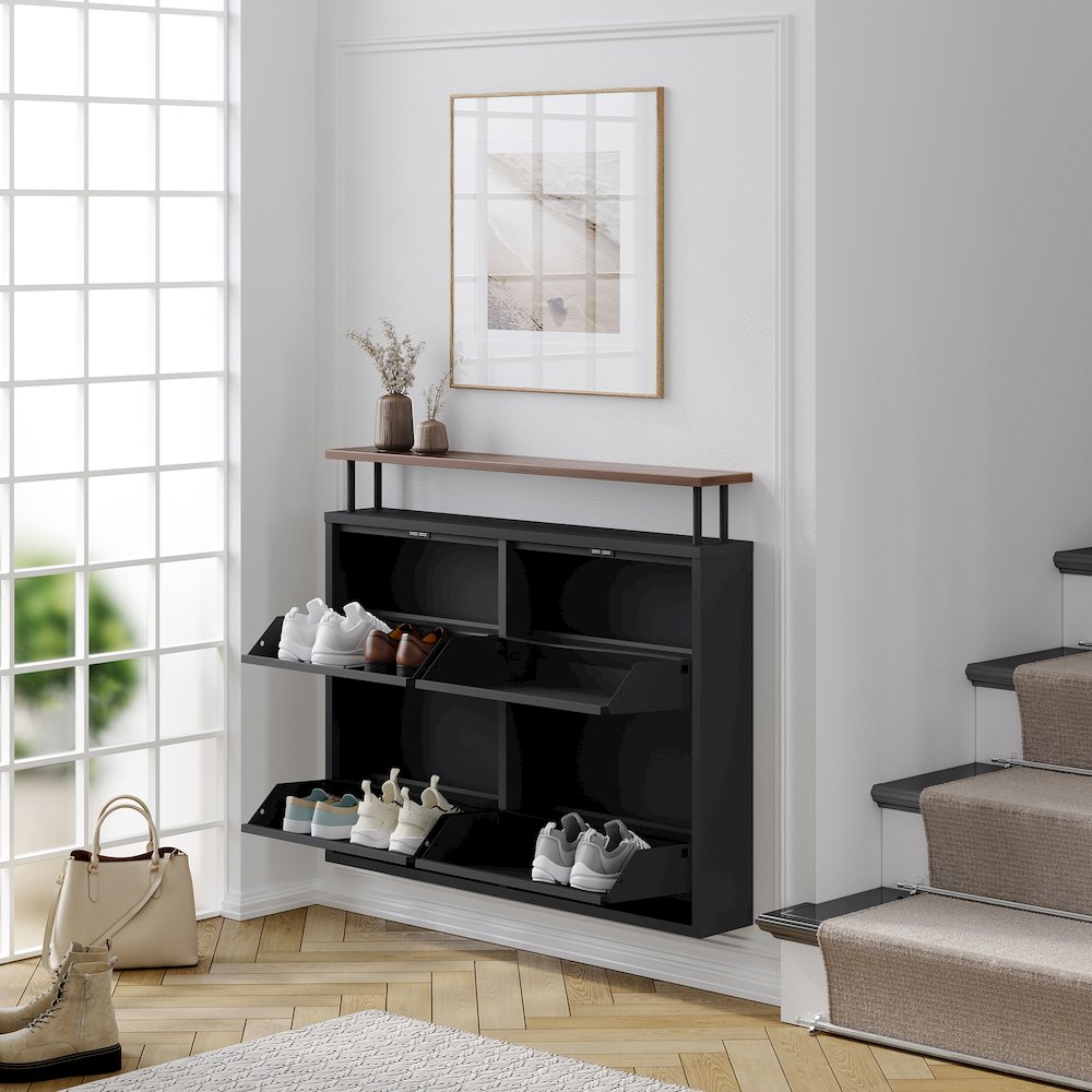 Antibacterial 4 Tier metal shoe cabinet with shelf. Picture 2