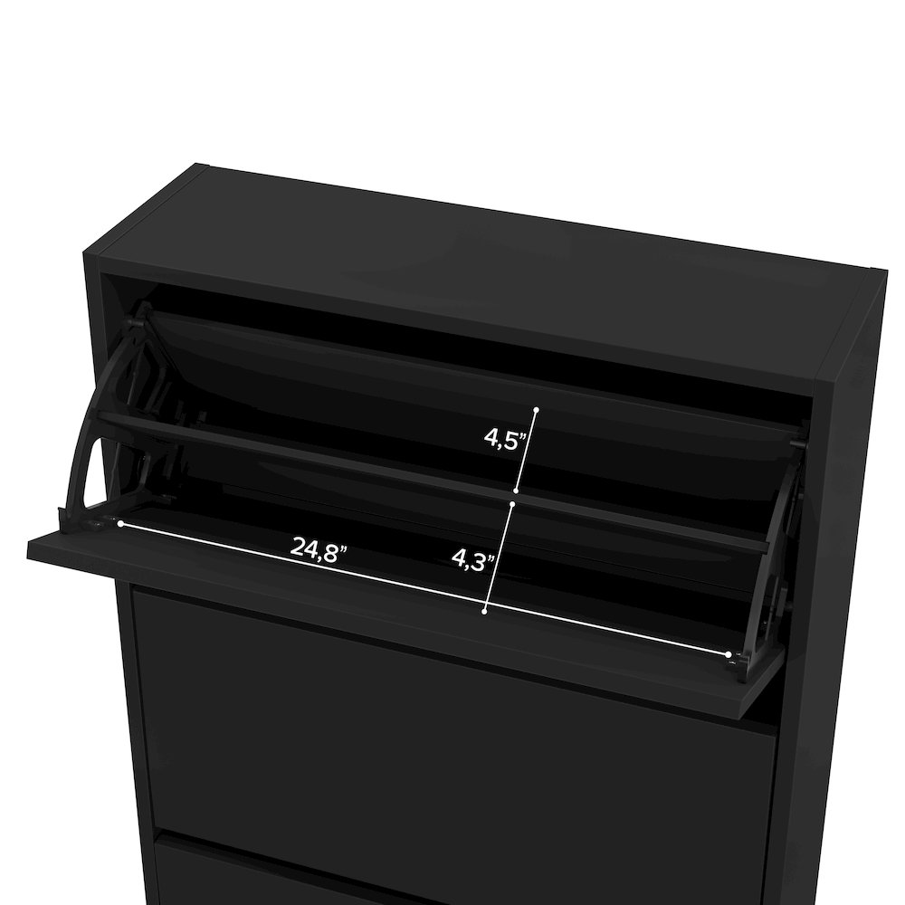 3-Tier Wooden Shoe Cabinet in Black. Picture 11