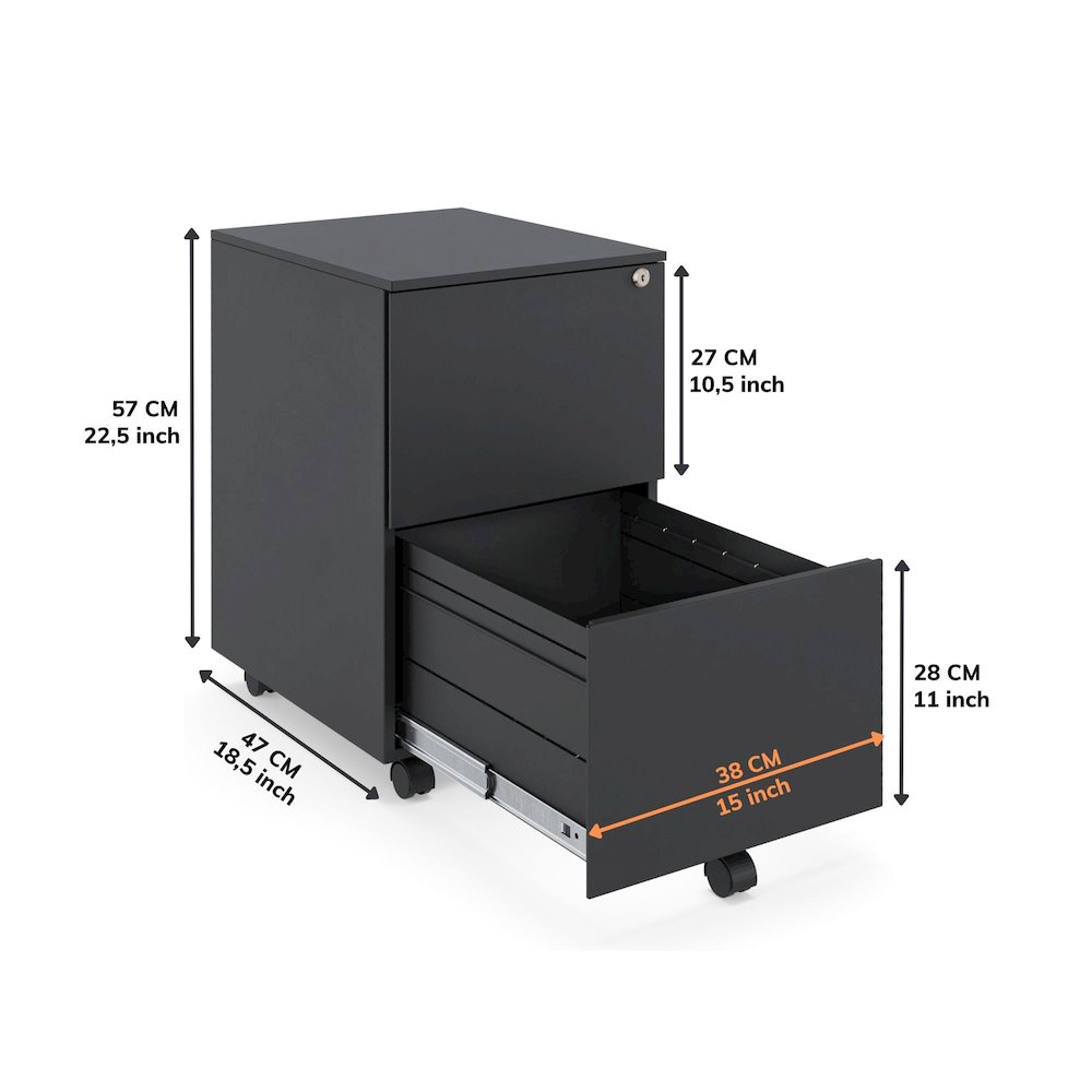 Ceha 2 Drawer Mobile File Cabinet with Lock. Picture 4