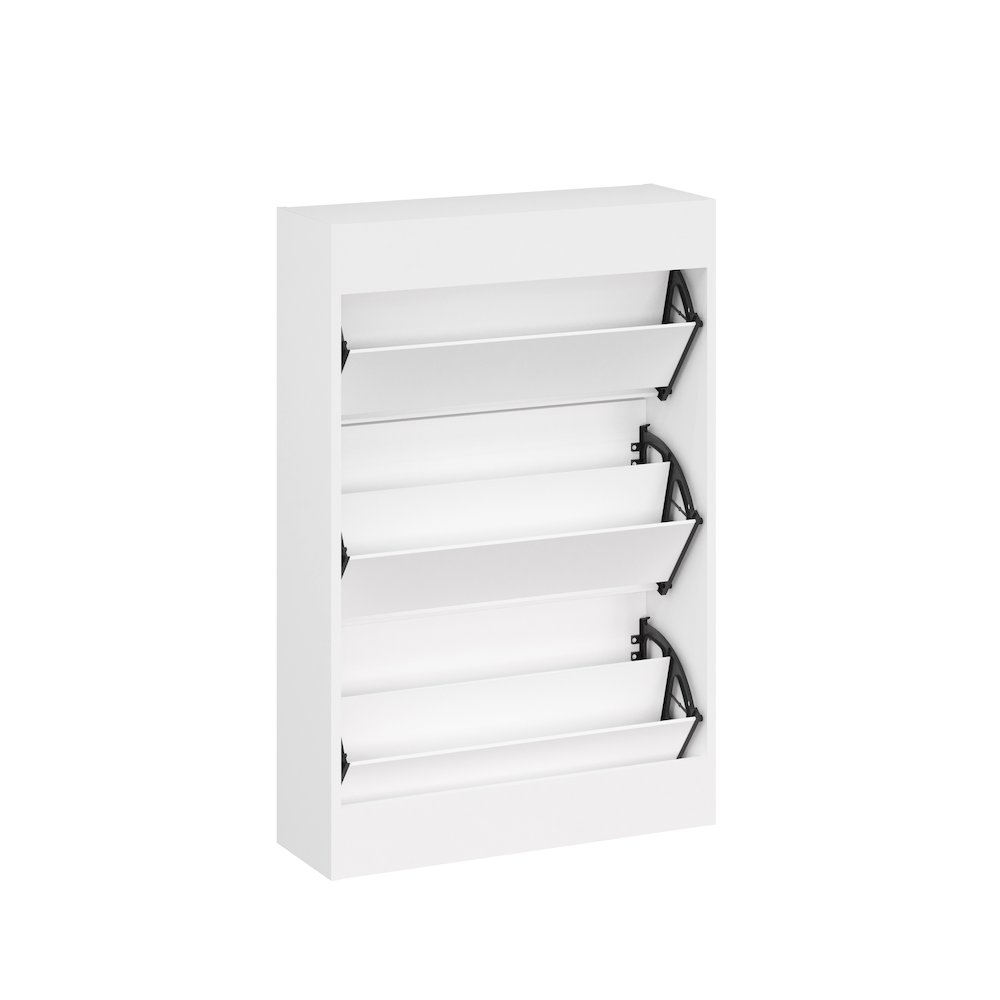 3-Tier Wooden Shoe Cabinet in White. Picture 5