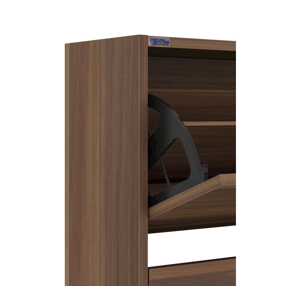 3-Tier Wooden Shoe Cabinet in Walnut. Picture 6