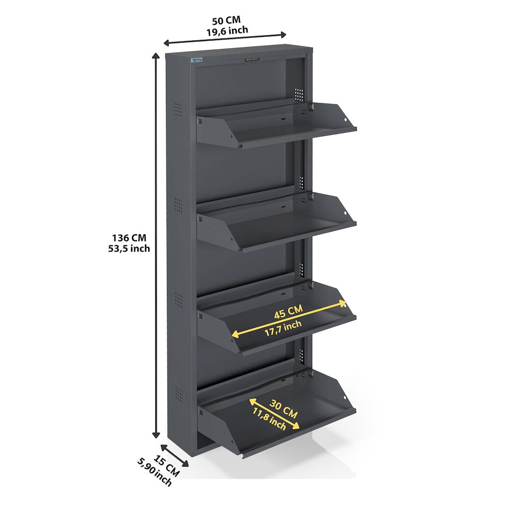 Antibacterial 4 Tier metal shoe cabinet side holes. Picture 4