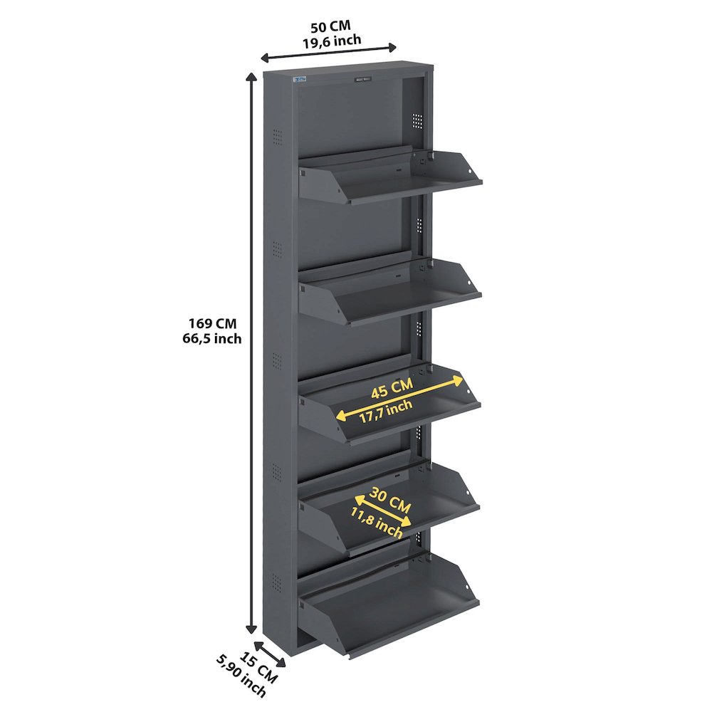 Antibacterial 5 Tier metal shoe cabinet side holes. Picture 4