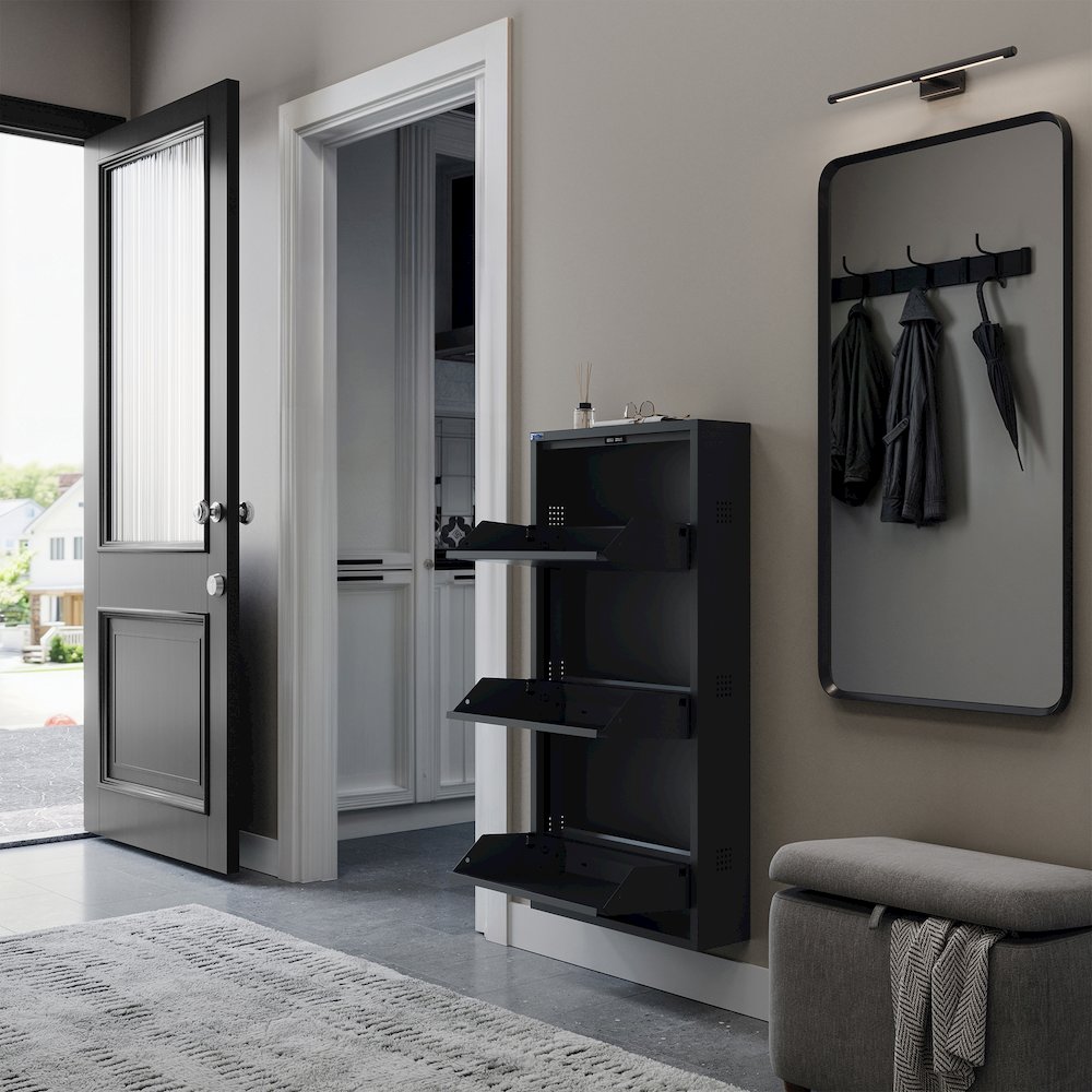 Antibacterial 3 Tier metal shoe cabinet side holes. Picture 4