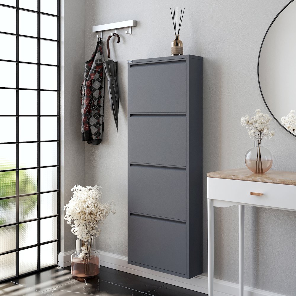 Antibacterial 4 Tier metal shoe cabinet without holes. Picture 2