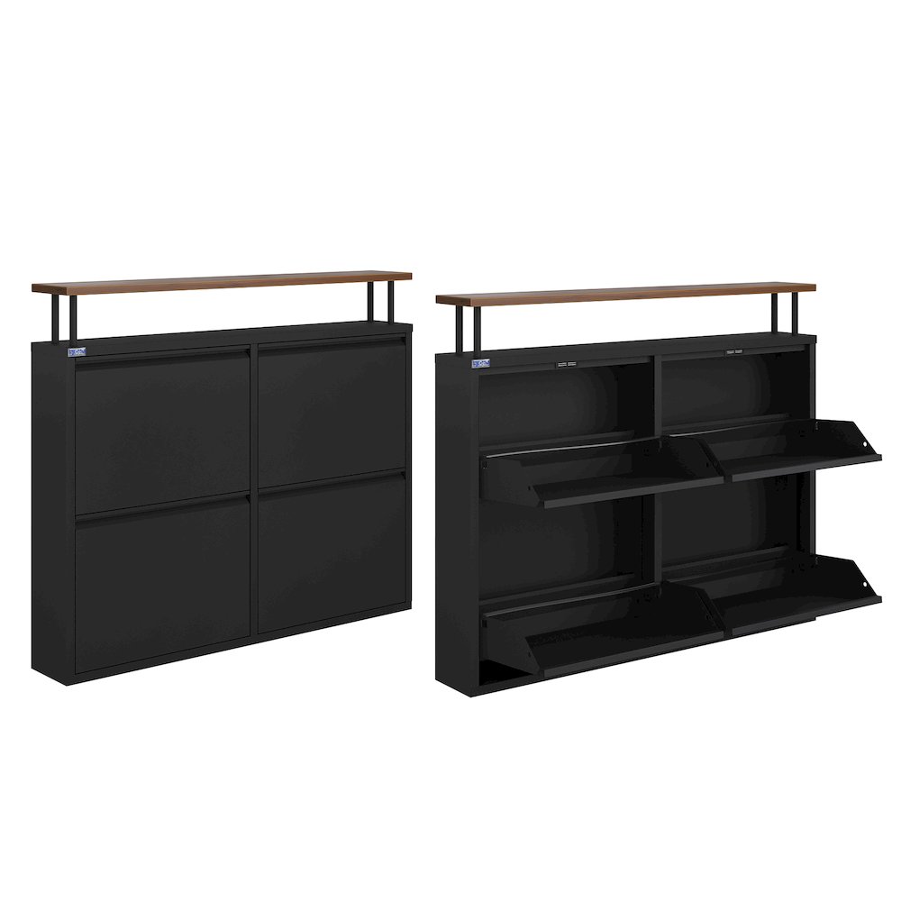 Antibacterial 4 Tier metal shoe cabinet with shelf. Picture 1