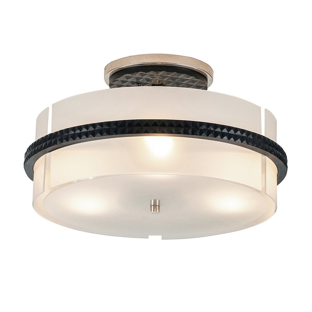 Mazant 3 Light Semi Flush in Black and Chrome. Picture 1
