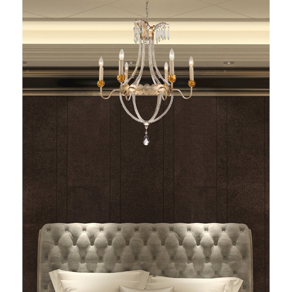 Louis 6 Light Gold and Silver Empire Chandelier. Picture 2