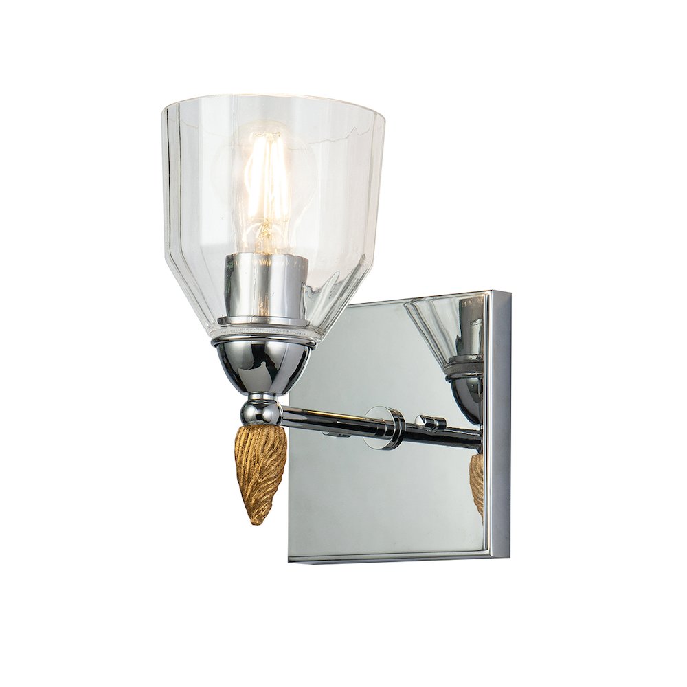 Felice 1 Light Wall Sconce In Polished Chrome With Gold Accents. Picture 1
