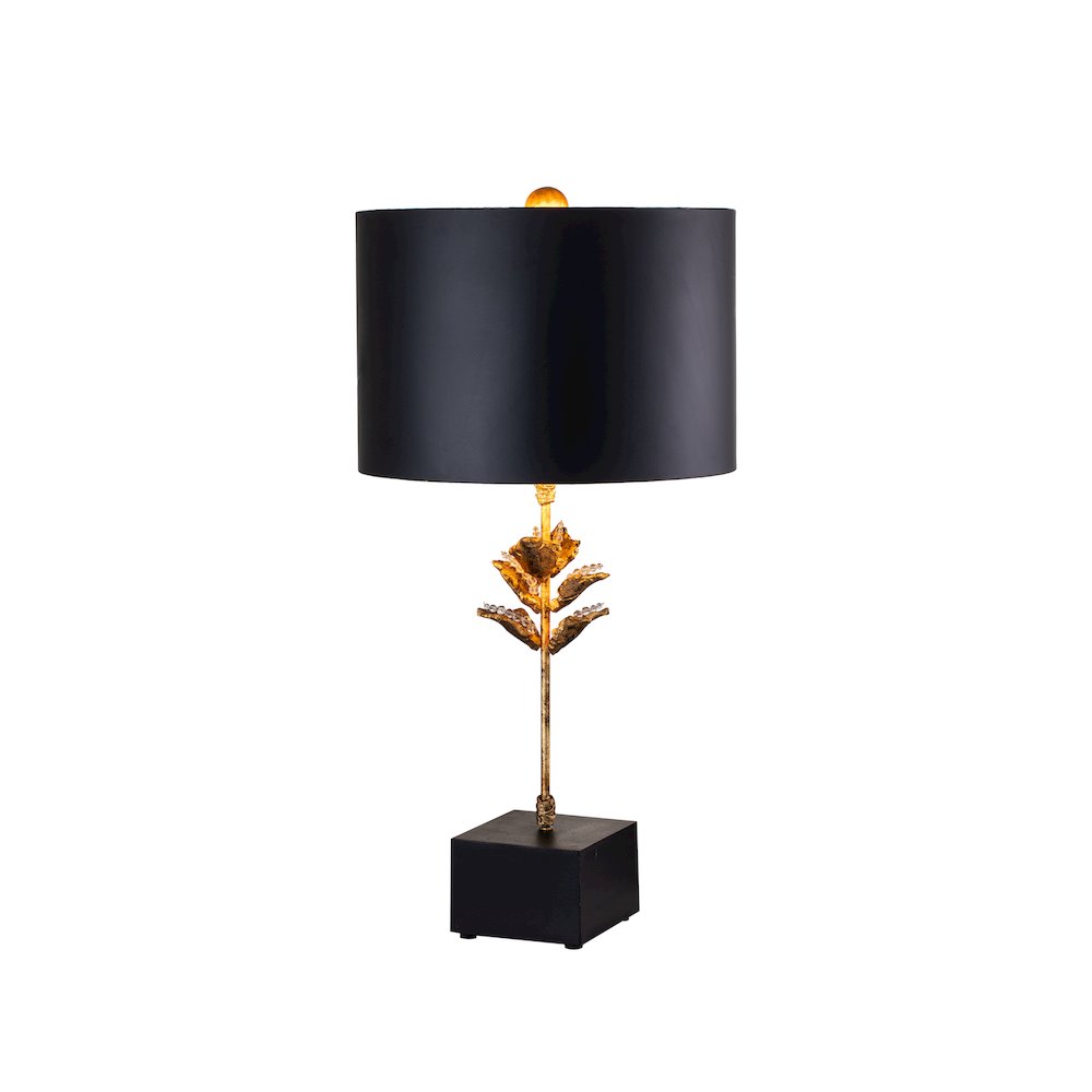 Camilia Table Lamp in Matte Black with Gold Accents. Picture 1