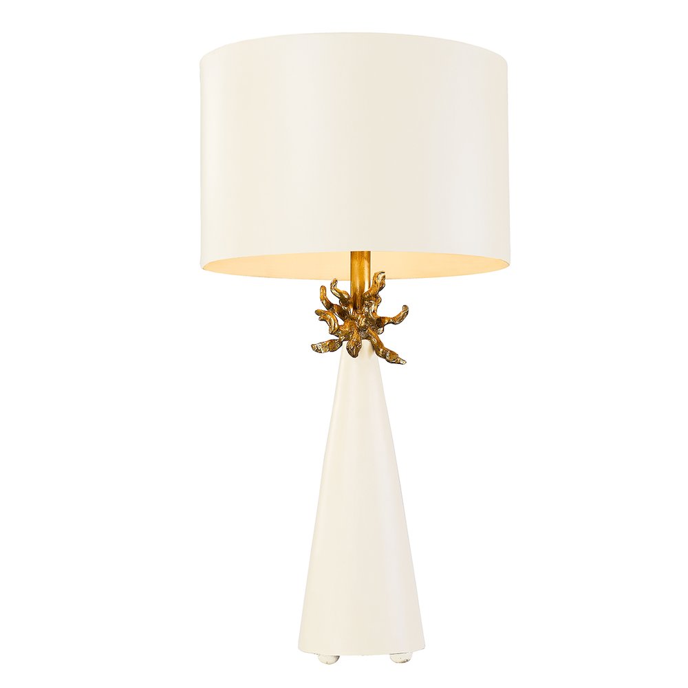 Neo White Buffet Table Lamp with Distressed Gold accents By Lucas McKearn. Picture 1