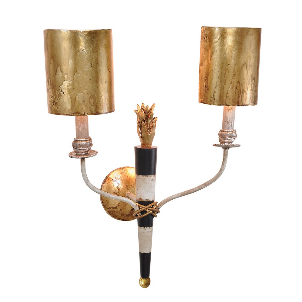 Flambeau Sconce Black and White Striped Wall Fixture. Picture 1