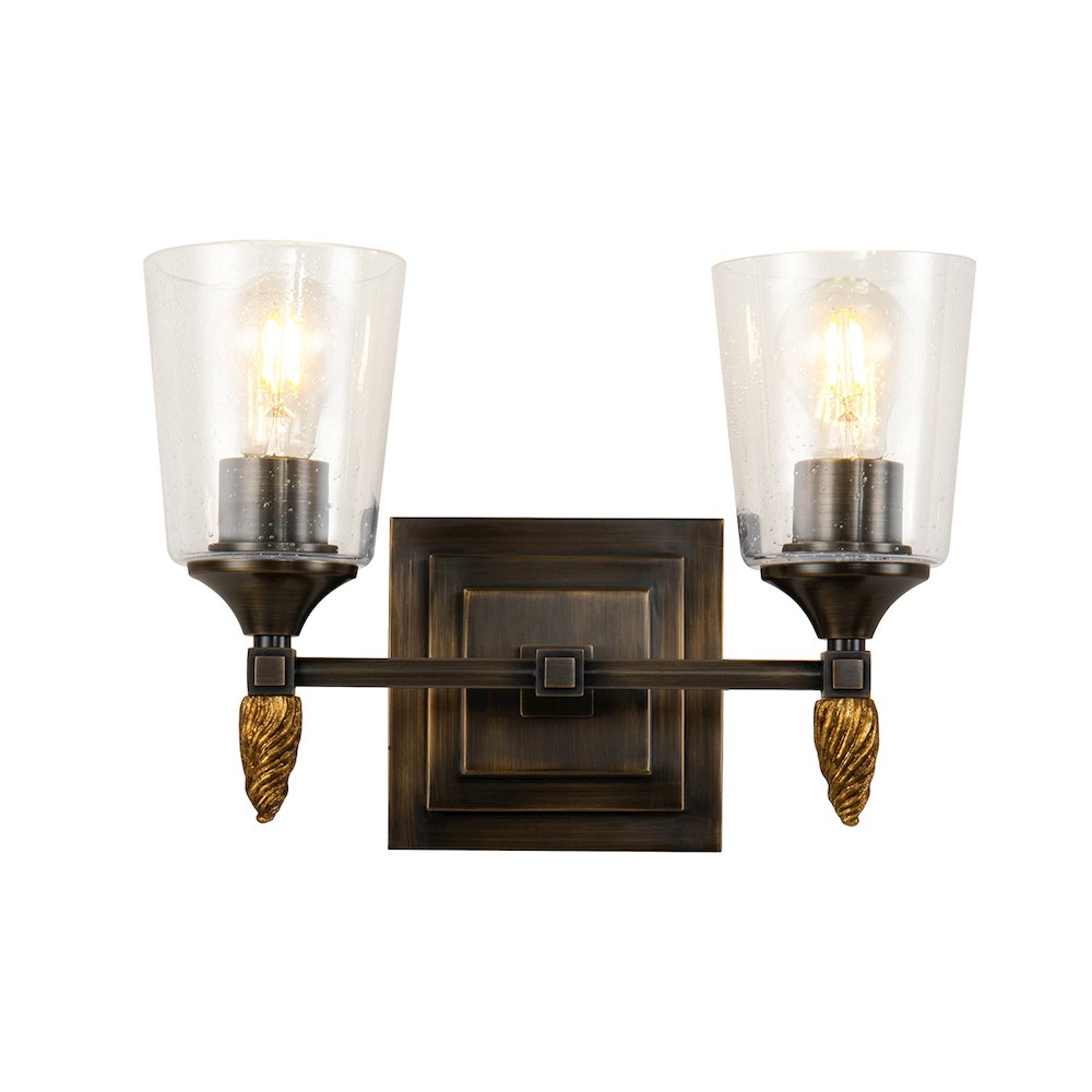 Vetiver 2-Light Dark Bronze With Gold Accents. Picture 1