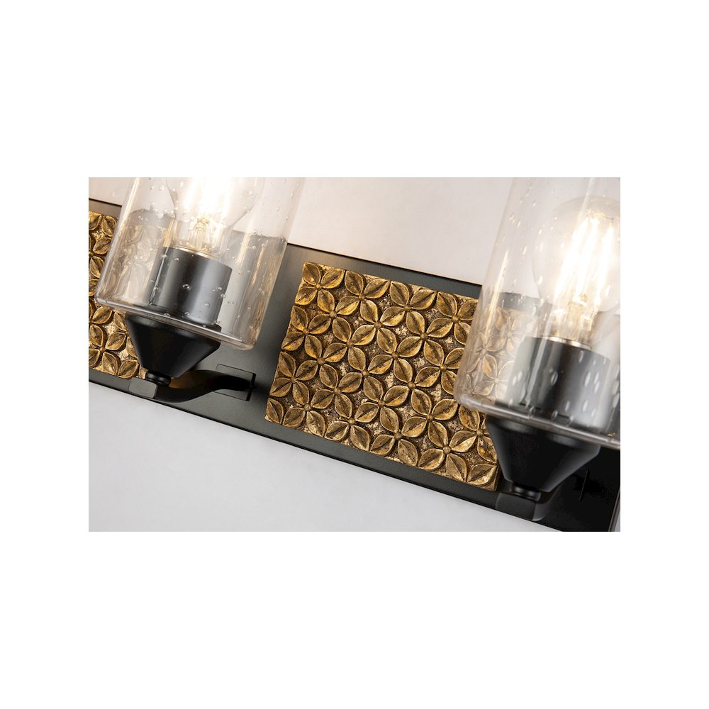 Arcadia 3 Light Bath Bar in Matte Black and Gold. Picture 2