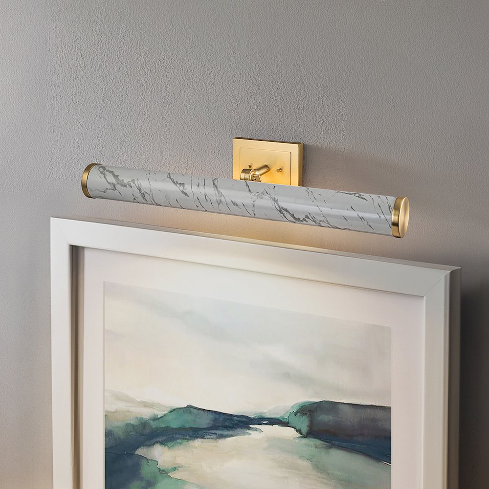 Coates Large Picture Light in Carrera Stone. Picture 5