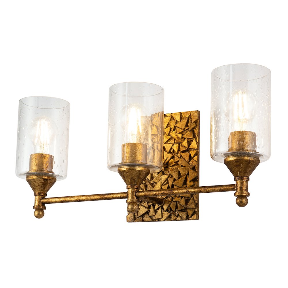 Mosaic 3-Light Vanity Light In Antique Gold. Picture 1