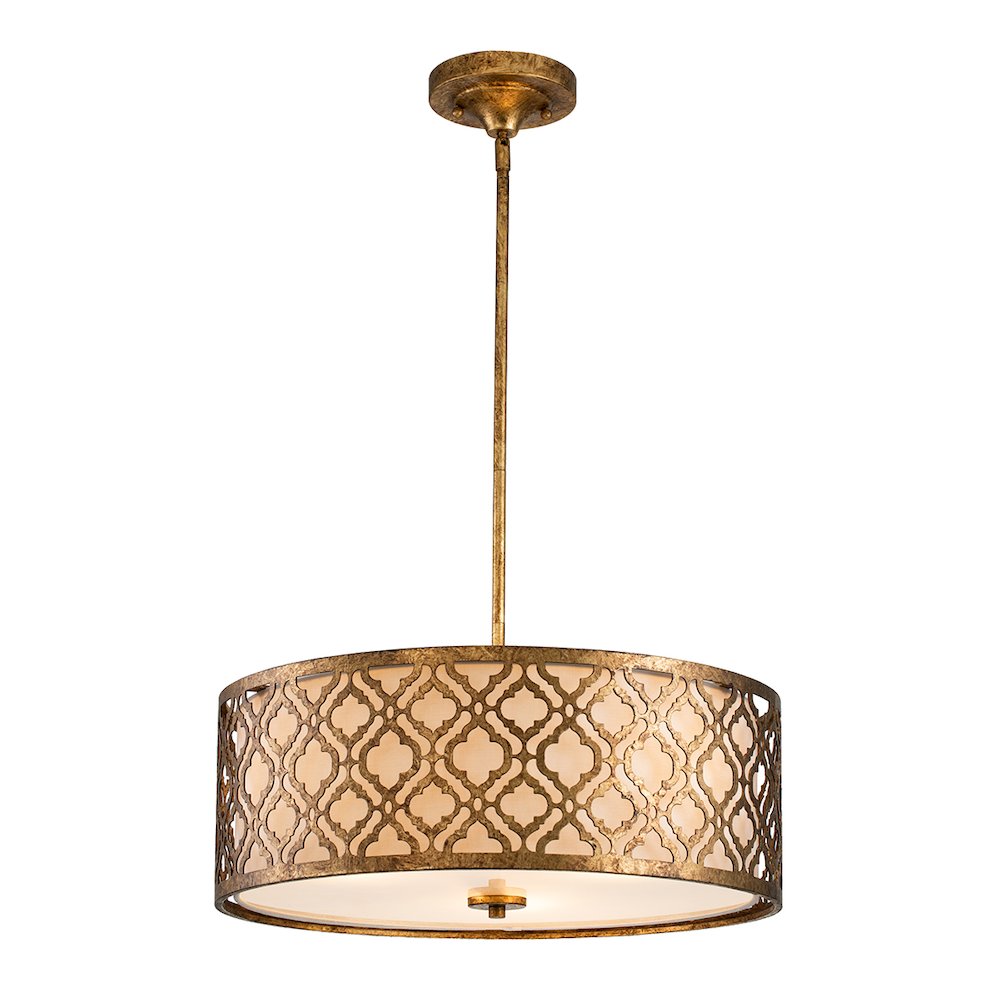 Arabella Large Pendant convertible to Semi Flush in Distressed Gold. Picture 1